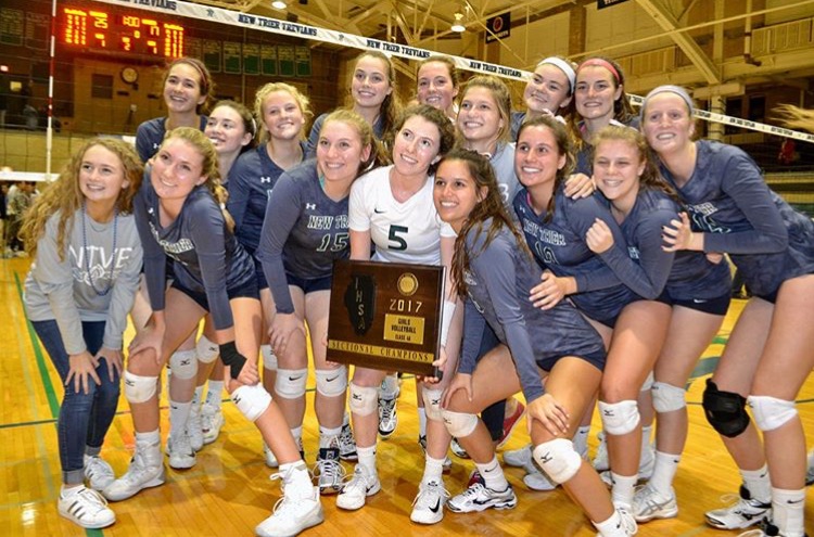 Girls Volleyball celebrating sectionals win over Hersey   | Maisel