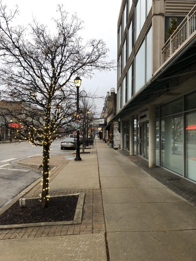 Downtown Wilmette has been mostly empty as the spread of the virus has worsened