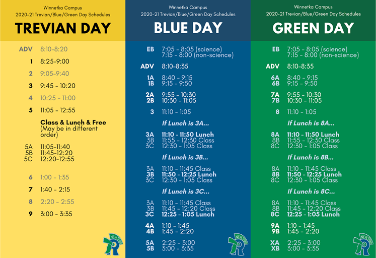 New Triers block schedule for the Winnetka campus