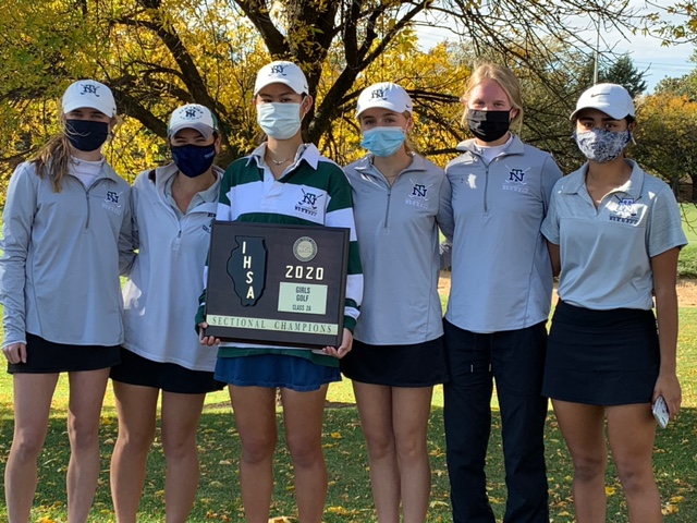 The Varsity girls golf team after winning sectionals