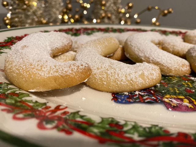 Viennese Crescents sprinkled with powdered sugar