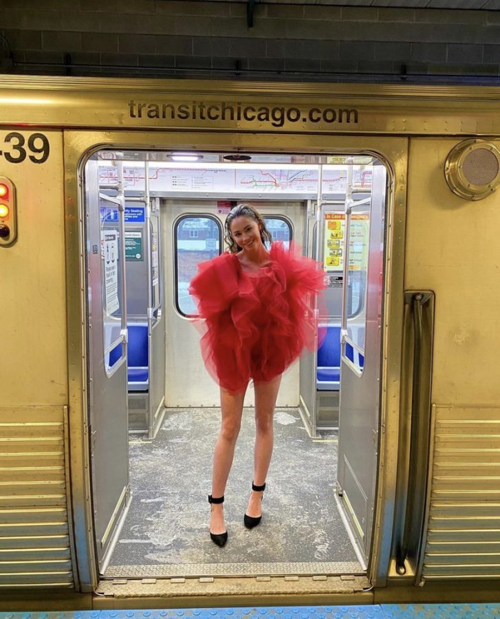 On Jan. 30, Grace Birck posed on El for photos to be submitted to Vogue Couch Couture Challenge.