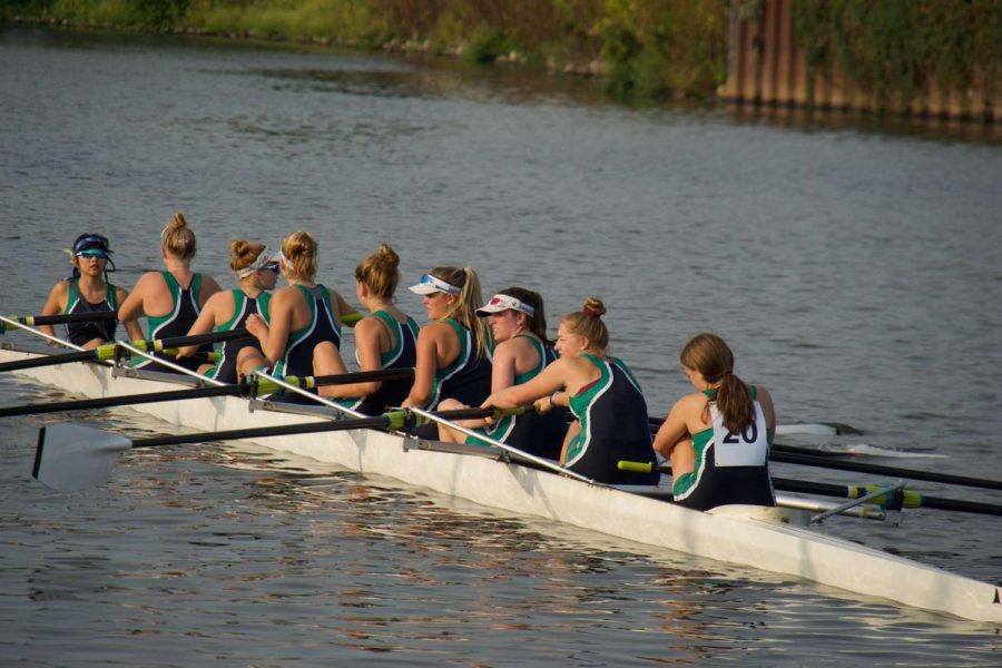 Varsity rowers during a brief rest at the regatta, 2021