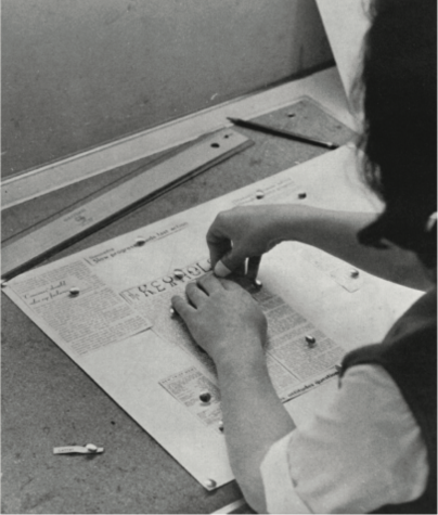 Carol Japha, pictured, working on the newspaper design in 1962 