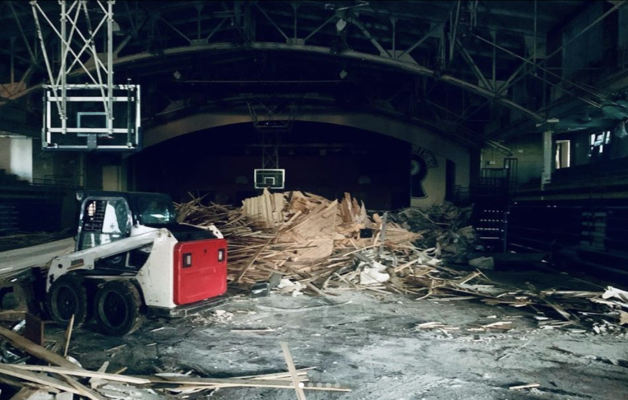 The once glimmering, grand Gates Gym has been reduced to rubble, flooring and lighting already stripped down and disposed of | NT Instagram