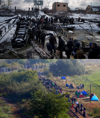 Many similarities can be made of refugees in Ukraine (seen above) with Middle Eastern refugees (seen below).