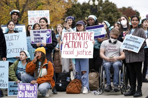 Activists demonstrate support for affirmative action in front of the Supreme Court on Oct. 31.