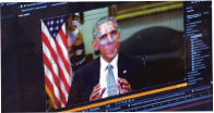This image made from video of a fake video featuring former President Barack Obama shows elements of facial mapping used in new technology 