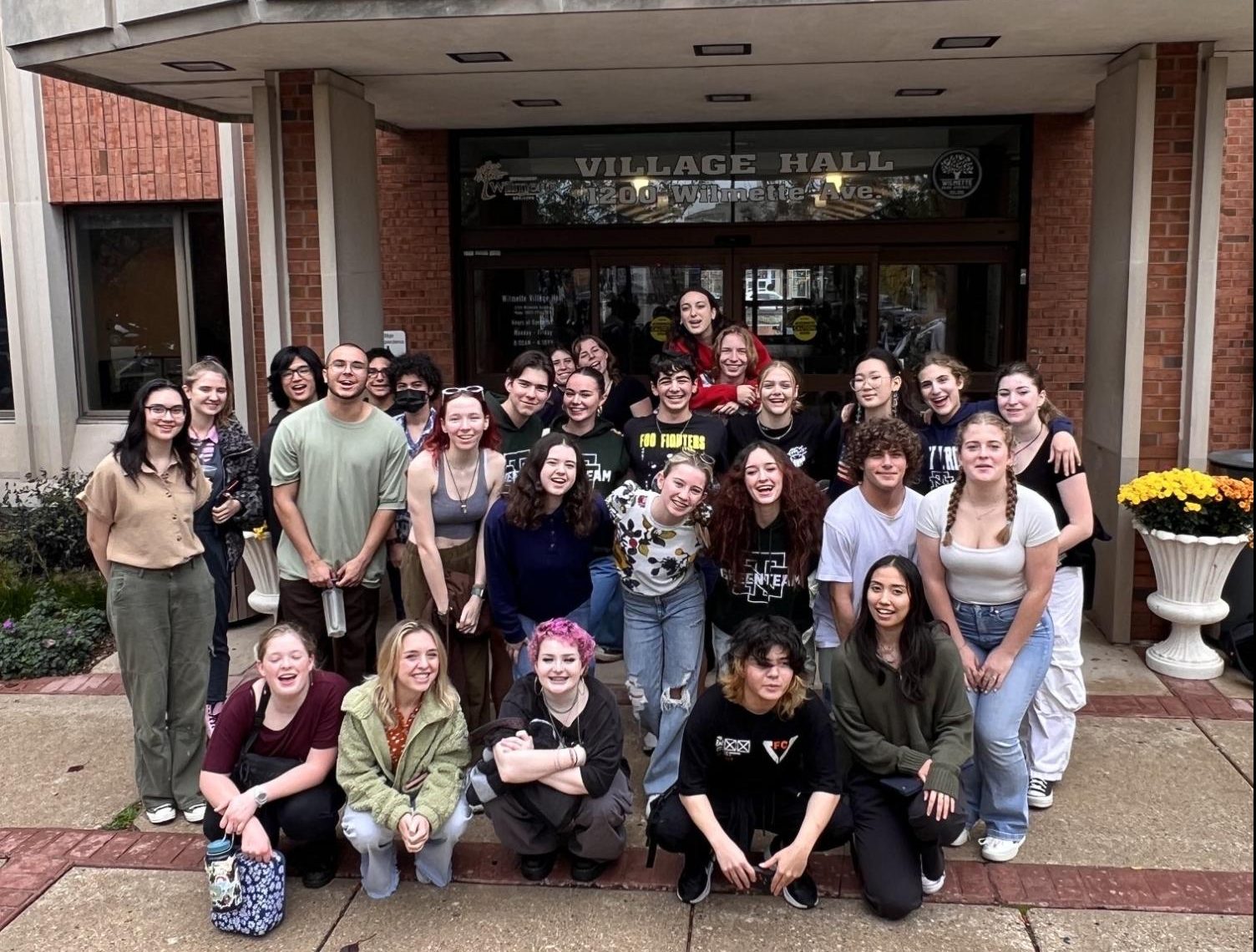 IGSS students take a group photo before presenting affordable housing proposals to the Wilmette Village Board