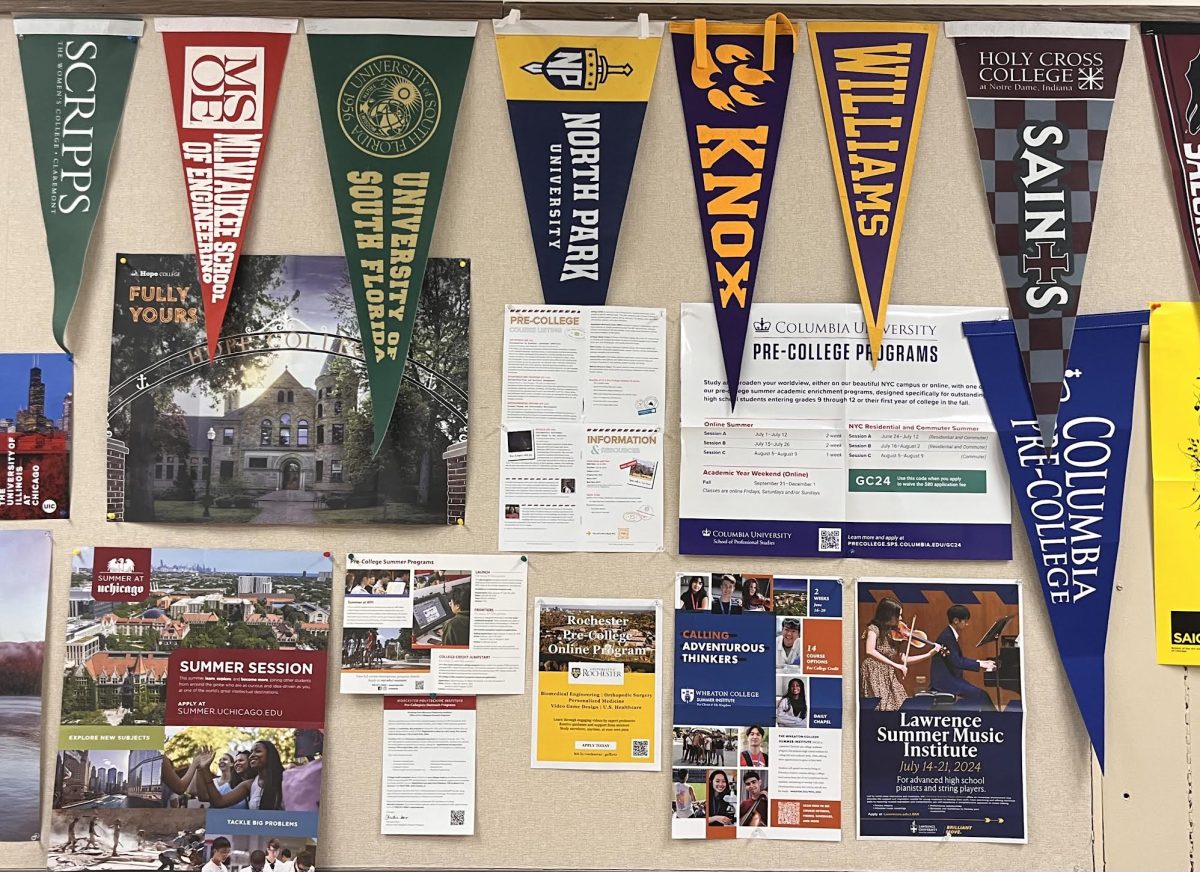 Wall+of+college+flyers+and+information+located+outside+of+the+post-high+school+counseling+office+on+the+second+floor