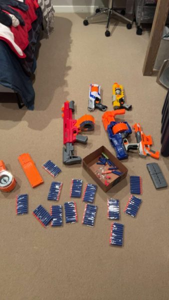A students Paranoia weapons arsenal, complete with various guns and types of ammunition