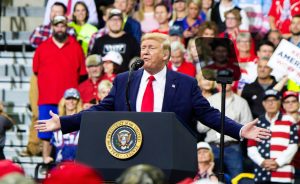 Then-President Donald Trump addresses a crowd of supporters