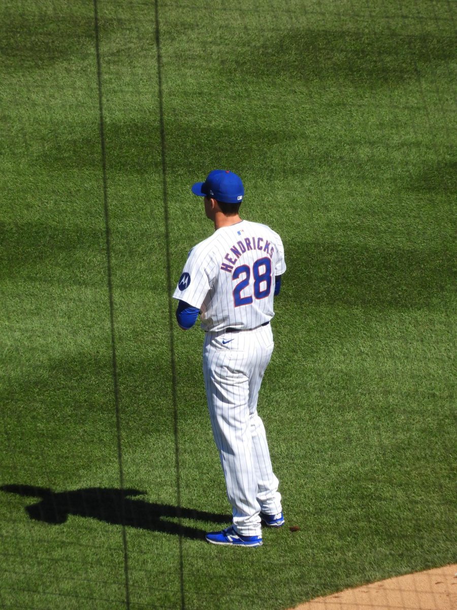 Kyle Hendricks pitching against the Washington Nationals on Sept. 21 at Wrigley Field