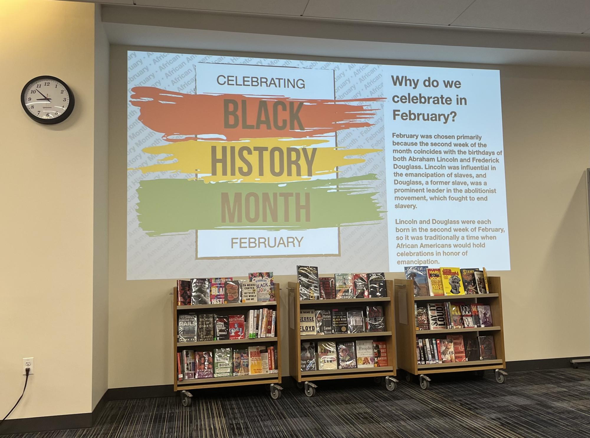 Black History Month display in the Winnetka Campus library