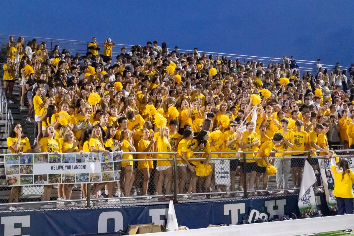 Students fill the stands with gold at this years 'Gold Out' game on Sept. 19.