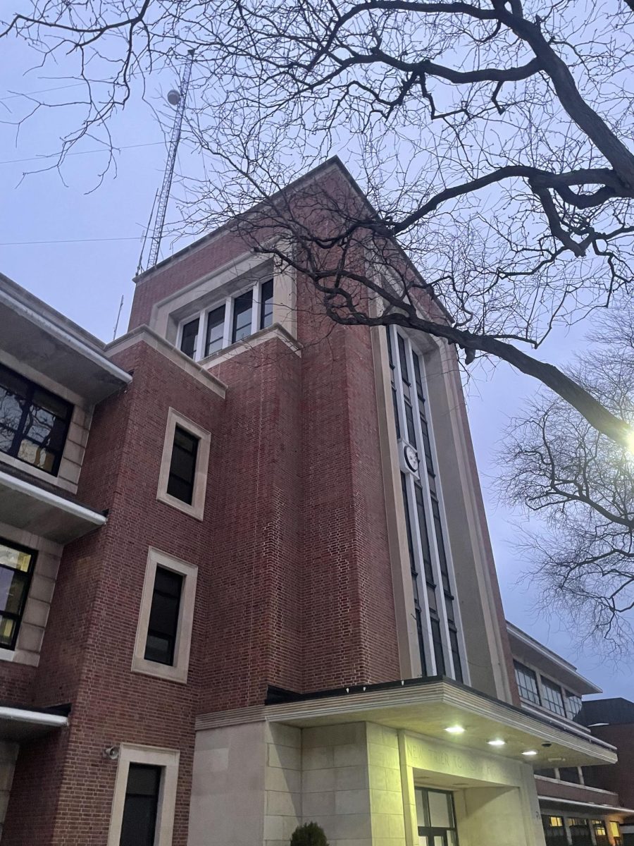 The view of the fifth floor from outside the south side of the building